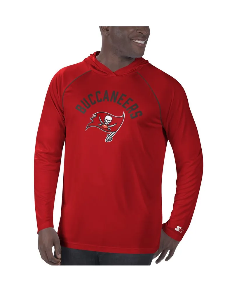 Men's Starter Red Tampa Bay Buccaneers Raglan Long Sleeve Hoodie T-shirt