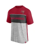 Men's Fanatics Red, Heather Gray Tampa Bay Buccaneers Colorblock T-shirt