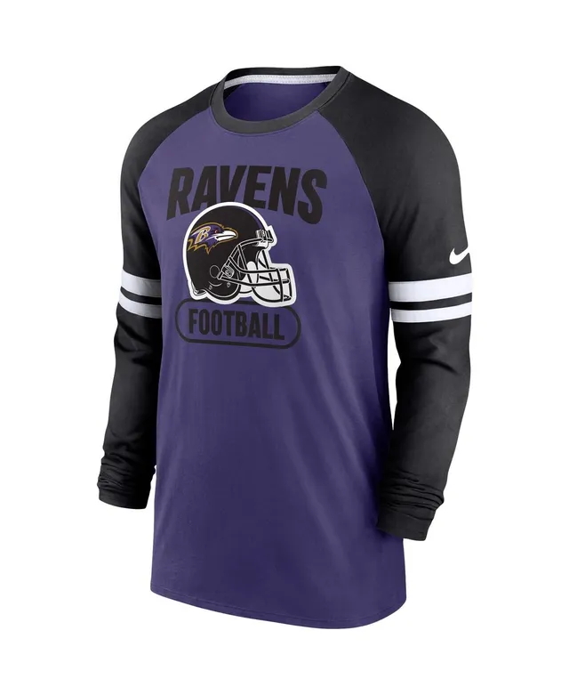 Men's Nike Purple/Black Baltimore Ravens Throwback Raglan Long