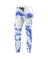 Women's Dkny Sport White and Royal Los Angeles Rams Melody Tie-Dye Jogger Pants