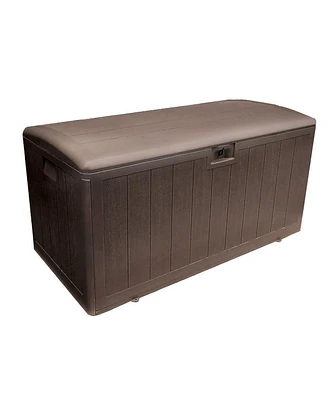 Plastic Development Group 105-Gallon Resin Outdoor Storage Deck Box, Java Brown