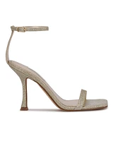 Nine West Women's Yess Square Toe Tapered Heel Dress Sandals - Gold