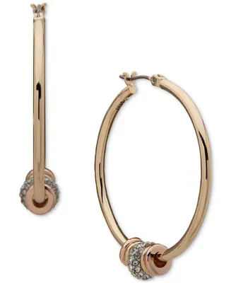 Dkny Tri-Tone Roundell Medium Hoop Earrings, 1.43"
