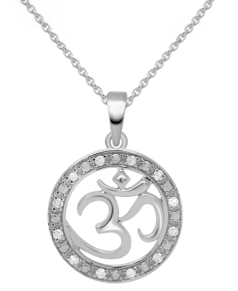 Diamond Om Symbol 18" Pendant Necklace (1/10 ct. t.w.) in Sterling Silver or Sterling Silver & 14k Gold-Plate