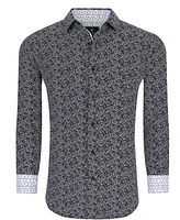 Tom Baine Men's Slim Fit Performance Geometric Button Down Shirt