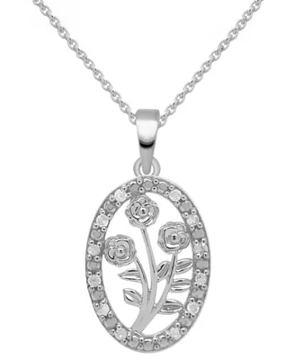 Diamond Bouquet 18" Pendant Necklace (1/10 ct. t.w.) in Sterling silver or Sterling Silver & 14k Gold-Plate