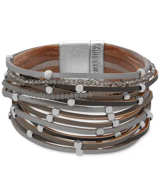lonna & lilly Beaded Suede Multi-Row Magnetic Bracelet