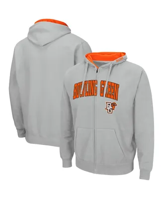 Men's Colosseum Gray Bowling Green St. Falcons Arch & Logo 3.0 Full-Zip Hoodie