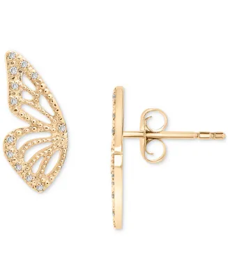 Wrapped Diamond Butterfly Wing Stud Earrings (1/20 ct. t.w.) in 14k Gold, Created for Macy's