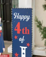 Glitzhome Lighted Wooden Happy July 4th Porch Sign, 42.5"