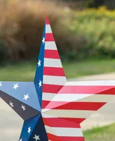 Glitzhome Metal Patriotic Star Yardstake or Wall Decor Kd, Two Function, 30.75"