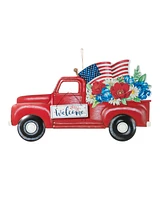 Glitzhome Metal Patriotic or Americana Truck Yard Stake or Wall Decor Kd, Two Function, 23.5"