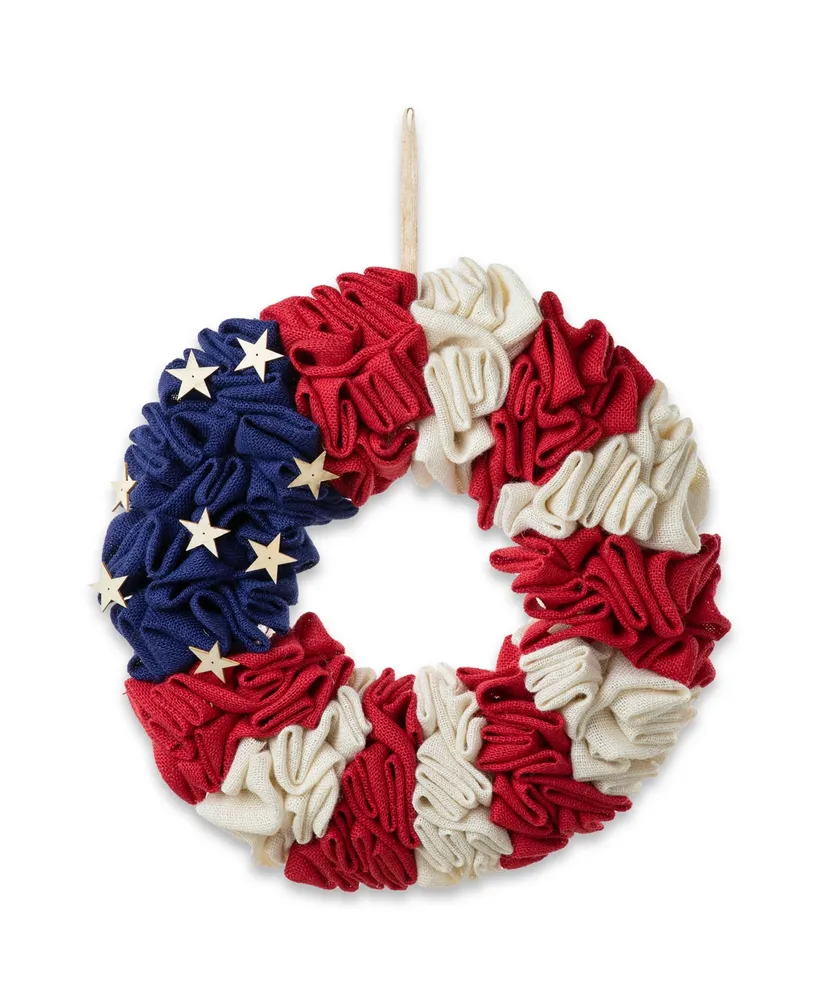 Glitzhome Patriotic or Americana Round Wreath, 18"