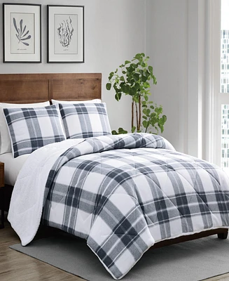 Cannon Cozy Teddy Plaid 2 Piece Comforter Set, Twin Xl