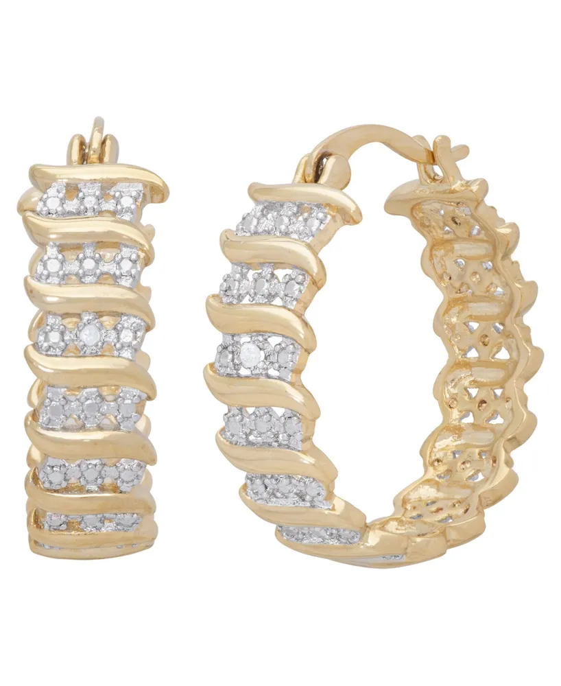 Diamond Accent "S" Hoop Earrings