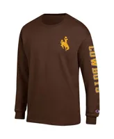 Men's Champion Brown Wyoming Cowboys Team Stack Long Sleeve T-shirt