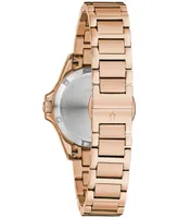 Bulova Women's Marine Star Diamond (1/10 ct. t.w.) Rose Gold-Tone Stainless Steel Bracelet Watch 32mm