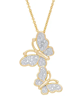 Macy's Women's Diamond Accent Butterfly Pendant Necklace
