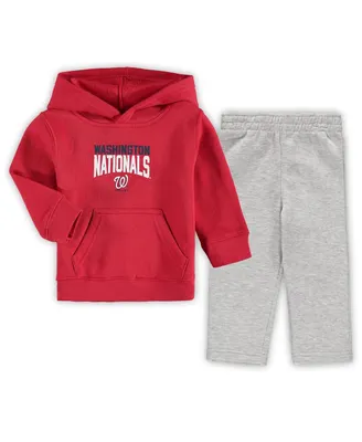 Toddler Boys Red, Heathered Gray Washington Nationals Fan Flare Fleece Hoodie and Pants Set