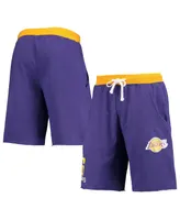 Men's LeBron James Purple Los Angeles Lakers Name and Number French Terry Shorts