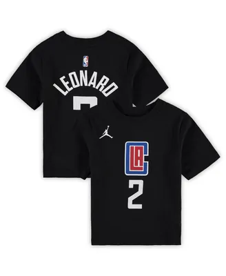 Preschool Boys and Girls Jordan Kawhi Leonard Black La Clippers Statement Edition Name Number T-shirt