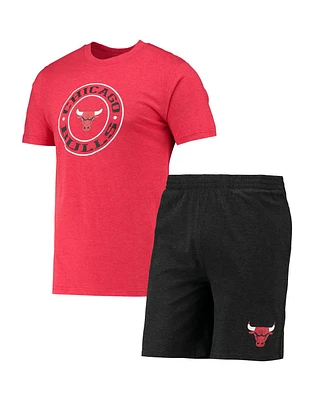 Men's Concepts Sport Black, Red Chicago Bulls T-shirt and Shorts Sleep Set