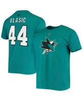 Men's Fanatics Marc-Edouard Vlasic Teal San Jose Sharks Player Name and Number T-shirt