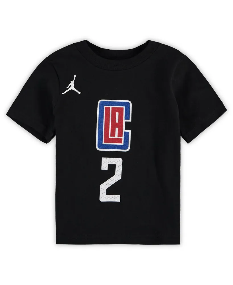 Toddler Boys and Girls Jordan Kawhi Leonard Black La Clippers Statement Edition Name Number T-shirt