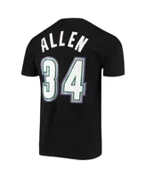 Men's Mitchell & Ness Ray Allen Black Milwaukee Bucks Hardwood Classics Stitch Name and Number T-shirt