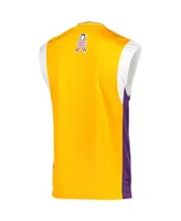 Men's Mitchell & Ness Gold Los Angeles Lakers 2002 Nba Finals Hardwood Classics On-Court Authentic Sleeveless Shooting Shirt