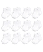 Hudson Baby Baby Boys Hudson Unisex Non-Skid No-Show Socks, White