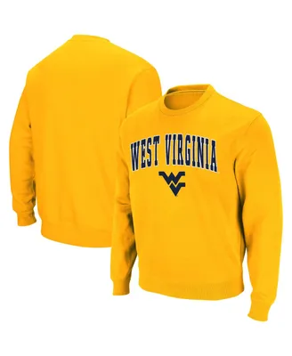 Men's Colosseum Gold West Virginia Mountaineers Arch & Logo Crew Neck Sweatshirt