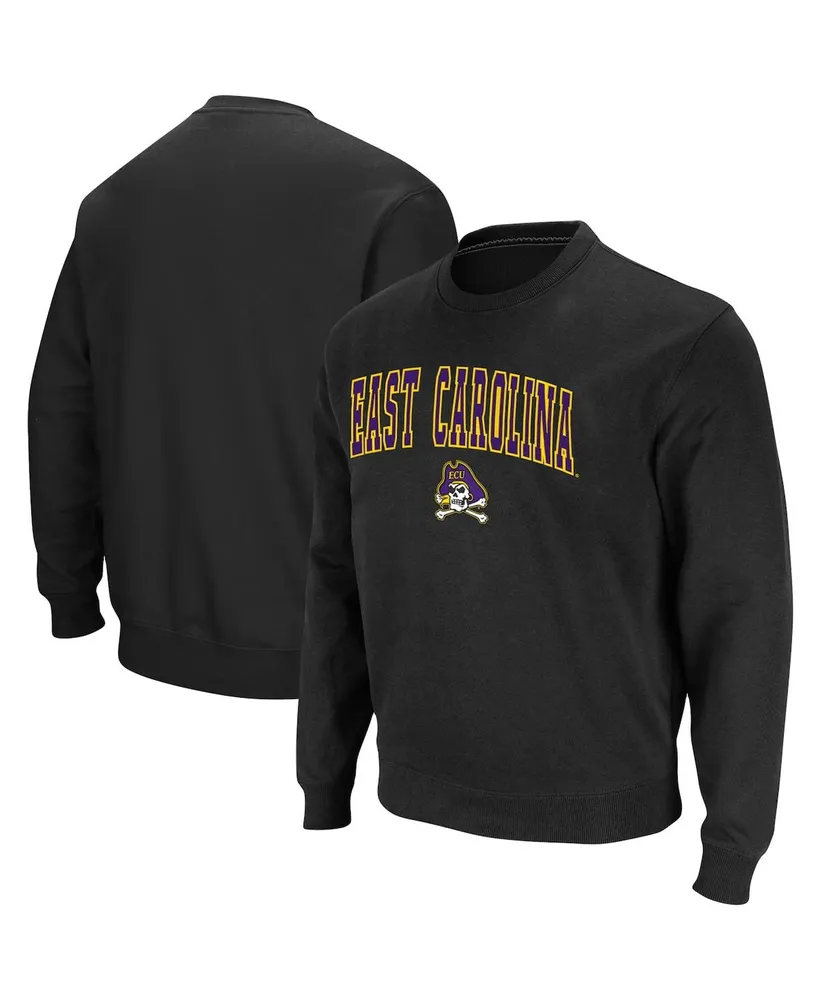 Men's Colosseum Black Ecu Pirates Arch & Logo Tackle Twill Pullover Sweatshirt