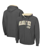 Men's Colosseum Charcoal Georgia Tech Yellow Jackets Arch & Logo 3.0 Full-Zip Hoodie