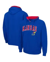 Men's Colosseum Royal Kansas Jayhawks Arch & Logo 3.0 Full-Zip Hoodie