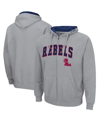 Men's Colosseum Heathered Gray Ole Miss Rebels Arch Logo 3.0 Full-Zip Hoodie