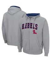 Men's Colosseum Heathered Gray Ole Miss Rebels Arch Logo 3.0 Full-Zip Hoodie