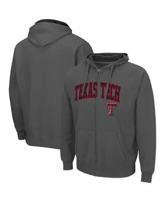 Men's Colosseum Charcoal Texas Tech Red Raiders Arch Logo 3.0 Full-Zip Hoodie