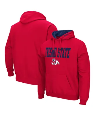 Men's Colosseum Red Fresno State Bulldogs Arch And Logo Pullover Hoodie