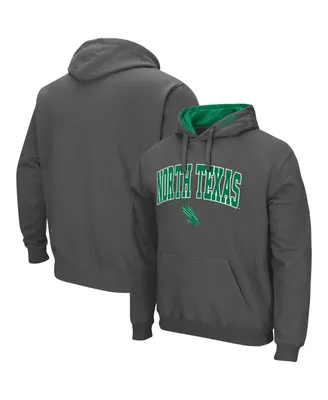 Men's Colosseum Charcoal North Texas Mean Green Arch And Logo Pullover Hoodie
