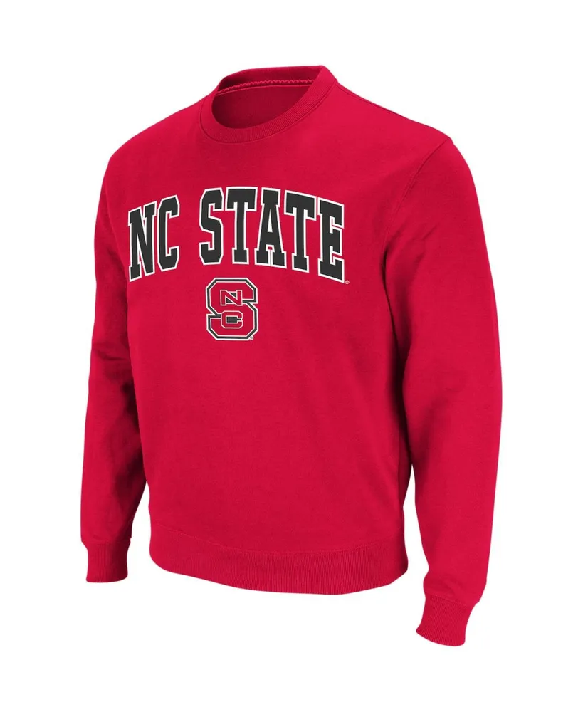 Men's Colosseum Red Nc State Wolfpack Arch & Logo Crew Neck Sweatshirt