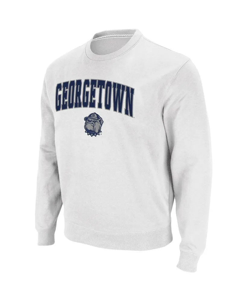 Men's Colosseum White Georgetown Hoyas Arch Logo Tackle Twill Pullover Sweatshirt