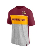 Men's Fanatics Burgundy, Heathered Gray Washington Football Team Colorblock T-shirt