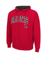 Men's Colosseum Cardinal Ball State Cardinals Arch & Logo 3.0 Full-Zip Hoodie