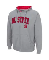 Men's Colosseum Heathered Gray Nc State Wolfpack Arch Logo 3.0 Full-Zip Hoodie