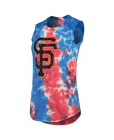 Women's Majestic Threads Red, Blue San Francisco Giants Tie-Dye Tri-Blend Muscle Tank Top