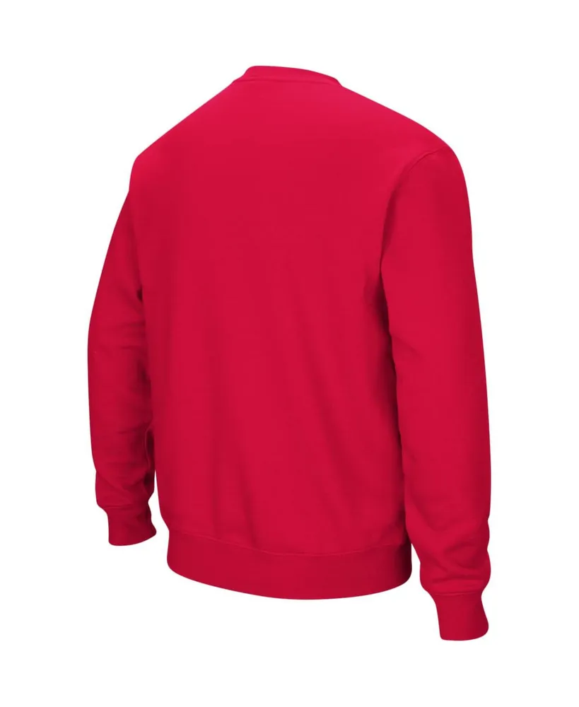 Men's Colosseum Red Nc State Wolfpack Arch & Logo Crew Neck Sweatshirt