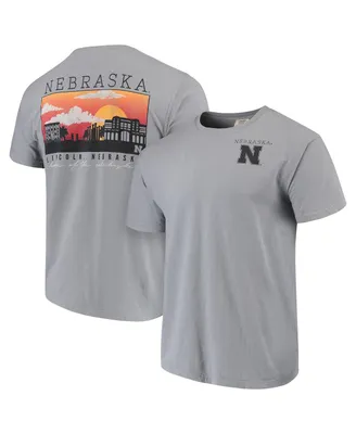 Men's Gray Nebraska Huskers Comfort Colors Campus Scenery T-shirt