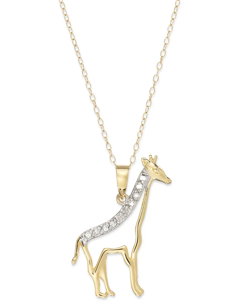 Diamond Giraffe Pendant Necklace in 18k Gold over Sterling Silver (1/10 ct. t.w.)