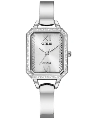 Citizen Eco-Drive Women's Crystal Stainless Steel Bangle Bracelet Watch 23mm